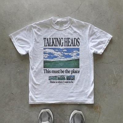 Talking Heads Graphic T-Shirt This Must Be the Place Remake White Cotton T-shirt