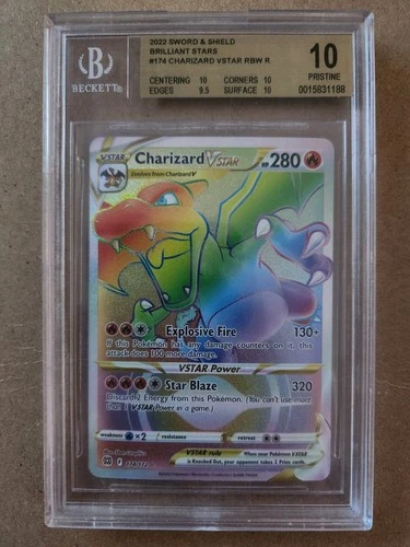 Charizard VSTAR (RAINBOW) 174/172 Swsh09: Brilliant Stars Holo BGS 10