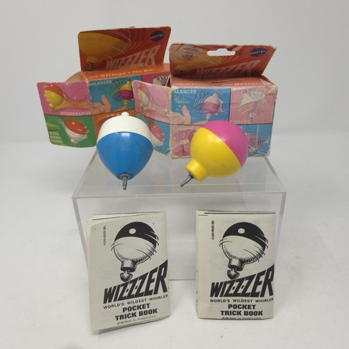 Lot Of 2 Vintage 1969 Mattel Wiz-z-zer Spinning Top w Manual Box Wizzzer