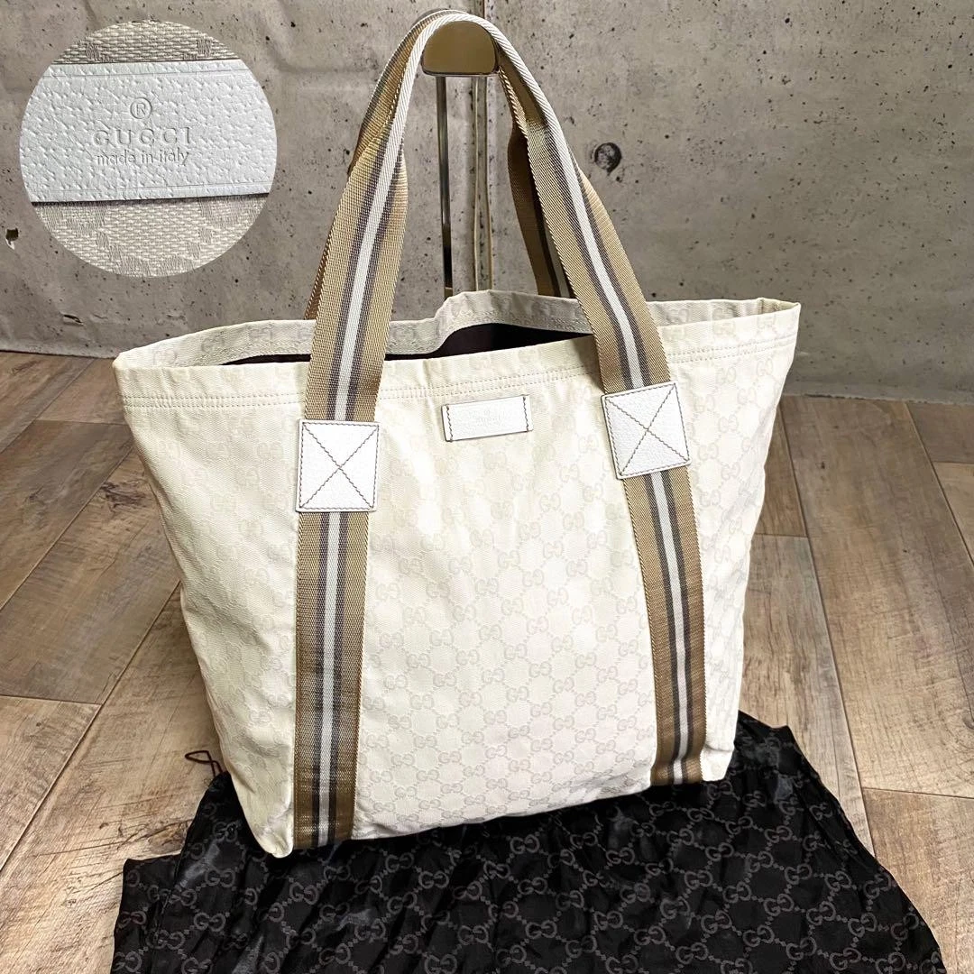 Authentique sac fourre tout Gucci Gg toile sac à main Sherry Line A4 créateur sac à bandoulière