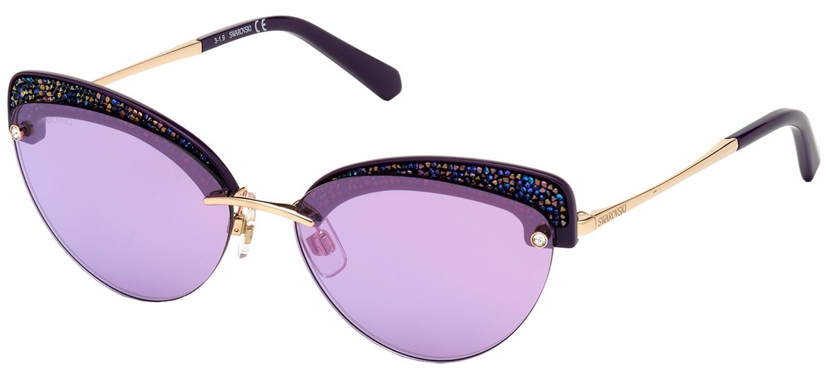 Swarovski SK257 28G Purple Cat Eye Sunglasses Frame 57-15