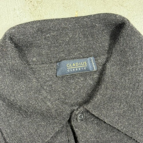 Suéter Gladius Clásico Hecho en Italia Lana Merino Cuello Tejido Gris XL - Imagen 5 de 7