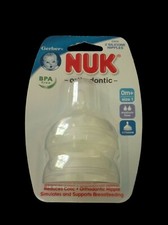 NUK Orthodontic Silicone Nipples Medium Flow sz 1 0 months Reduces Colic