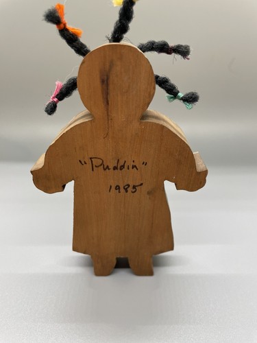 Puddin 1985 Figurine Wooden Doll Hair Braids Dark Complexion - Picture 4 of 8