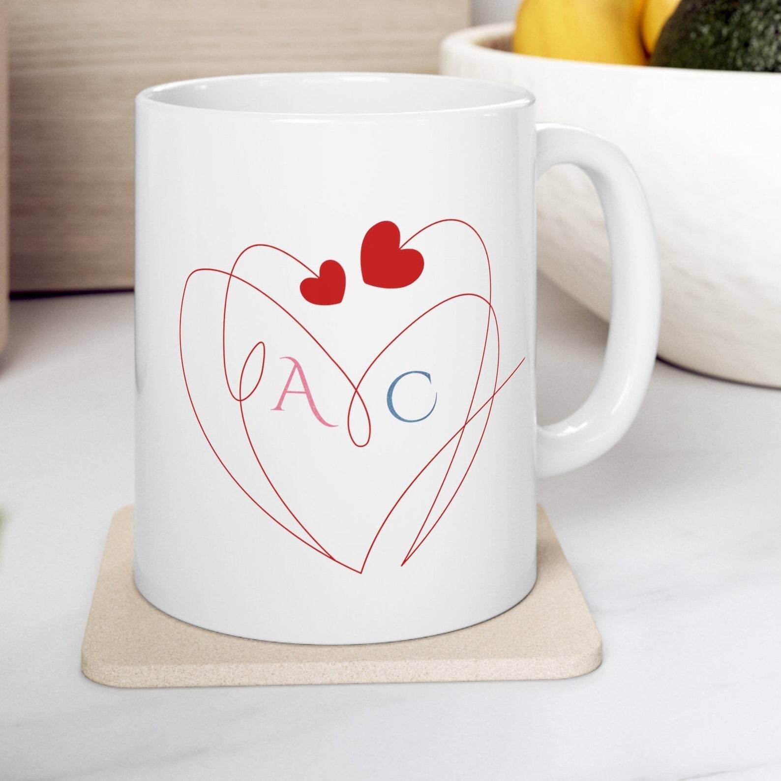 Valentine Mug Custom Valentine Mug Monogram Letter Mug Ceramic Mug 11oz
