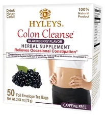 HYLEYS Tea Wellness Colon Cleanse, Blackberry, 50 Count, 1 Pack