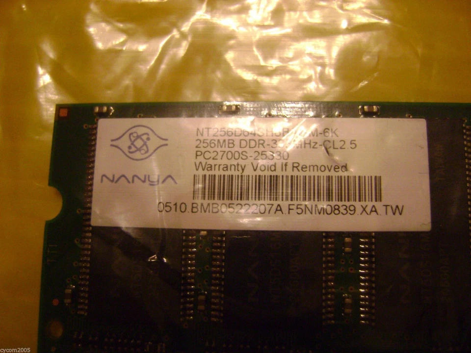 Nanya NT256D64SH8BAGM-6K 256MB DDR PC2700 333MHZ MEMORY RAM FOR LAPTOPS - Image 2 of 4