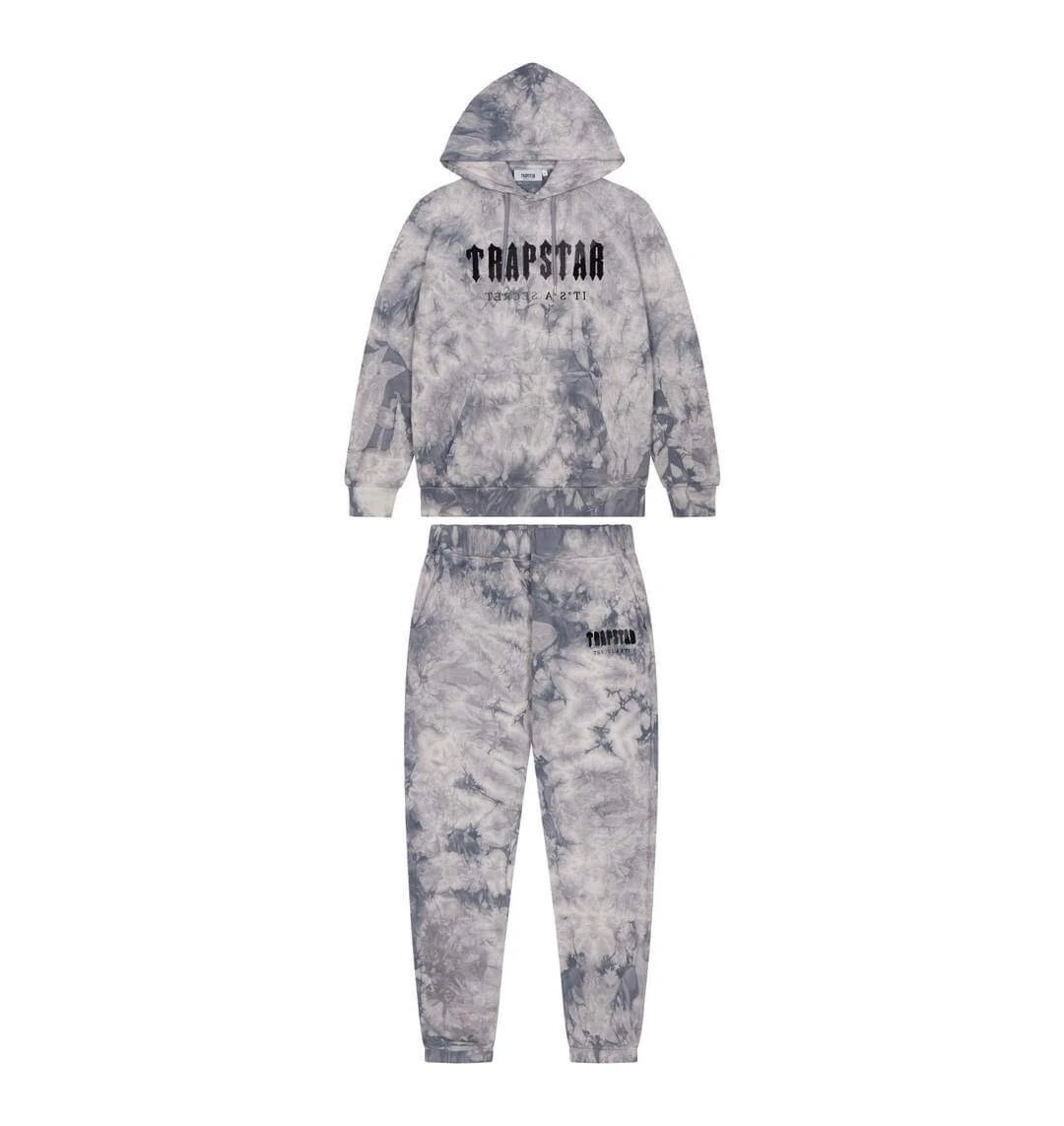 Trapstar Chenille Decoded Hoodie Tracksuit Tye die Grey Allover M BNWT