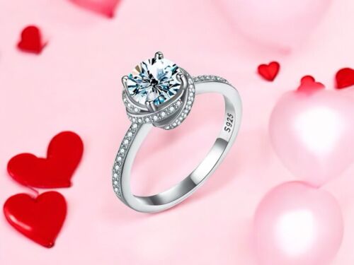 Women’s 1CT Moissanite Engagement Wedding 925 Sterling Silver Ring Fine Jewelry