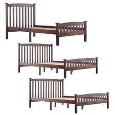 Twin/Full/Queen Solid Wooden Platform Bed Frame Foundation w/Wood Slats Walnut