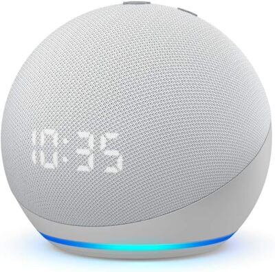 Amazon Echo Dot 4. Gen Smart Lautsprecher mit Uhr - Alexa Glacier White