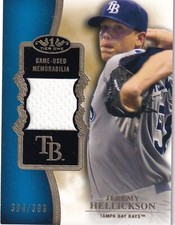 2012 Topps Tier One Relics Jeremy Hellickson Jersey  394/399 Tampa Bay Rays
