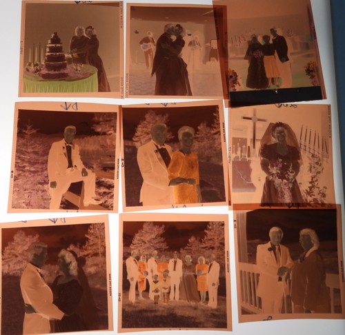 #45 Lot 99 Vtg COLOR Snapshot Photo NEGATIVES Family WEDDING Party Ceremony - Picture 9 of 17