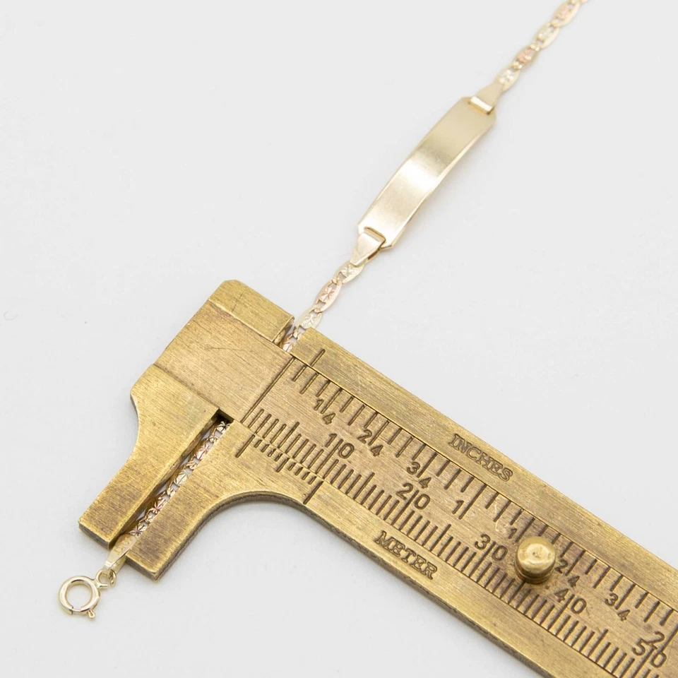 Baby Tri-Color Textured Valentino Mariner ID Bracelet Real 10K Tri-Color Gold - Image 4 of 4