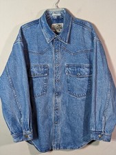 Rare Levi's Silver Tab 90s Vintage Western Cut Snap Heavy Denim Shirt Baggy Lrg