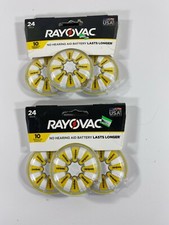 2 - 24 Pack RayOvac Hearing Aid Batteries No 10 Brand New 48 Total Individual 