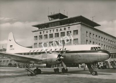 Foto PK Flugzeug Lufthansa D-ACOH Stuttgart Flughafen gelaufen 1961 K1.66