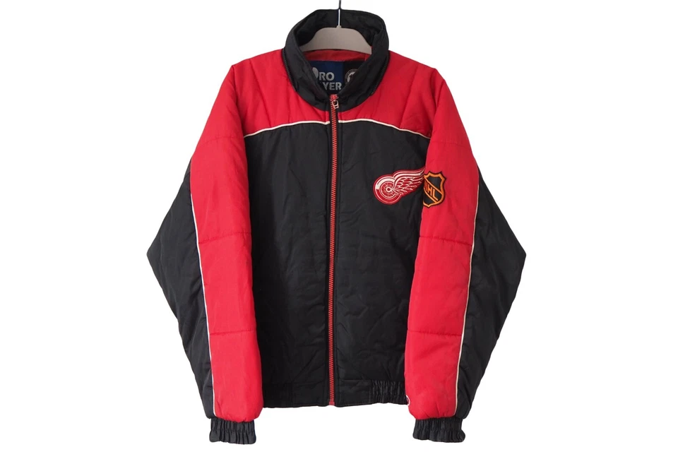 Vintage Detroit Red Wings Jacket Pro Player Size XL 90s black red nhl USA Hockey - Image 2 of 4