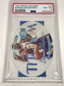 1997 Metal Universe Titanium Acetate Die-Cut 16 DAMON STOUDAMIRE PSA 8 LOW POP 3