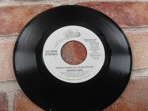 JENNIFER RUSH & ELTON JOHN Flames of Paradise 45 RPM� Promo - Picture 5 of 6