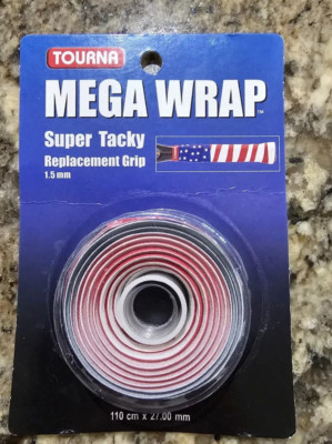 TOURNA MEGA WRAP Tacky Tennis Replacement Cushion Grip STAR & STRIPES USA Flag