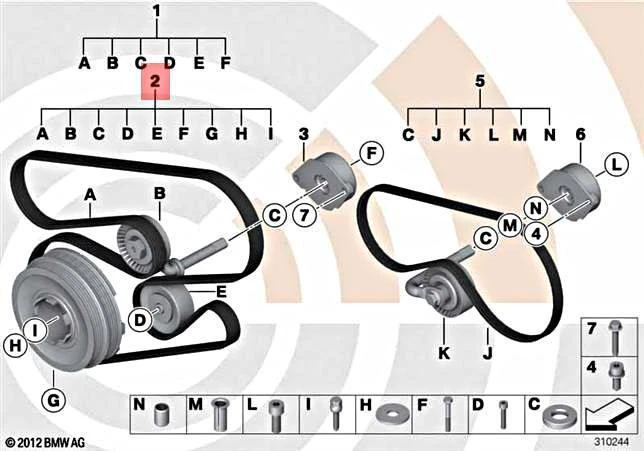 E46 belt diagram top