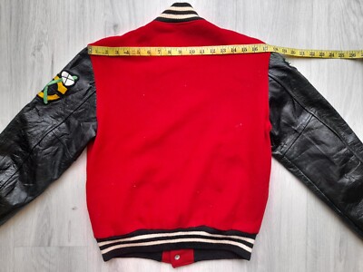 Vintage 1960s Chicago Blackhawks Leather Wool Varsity Jacket Vintage 1960s Chicago Blackhawks Leather Wool Varsity Jacket