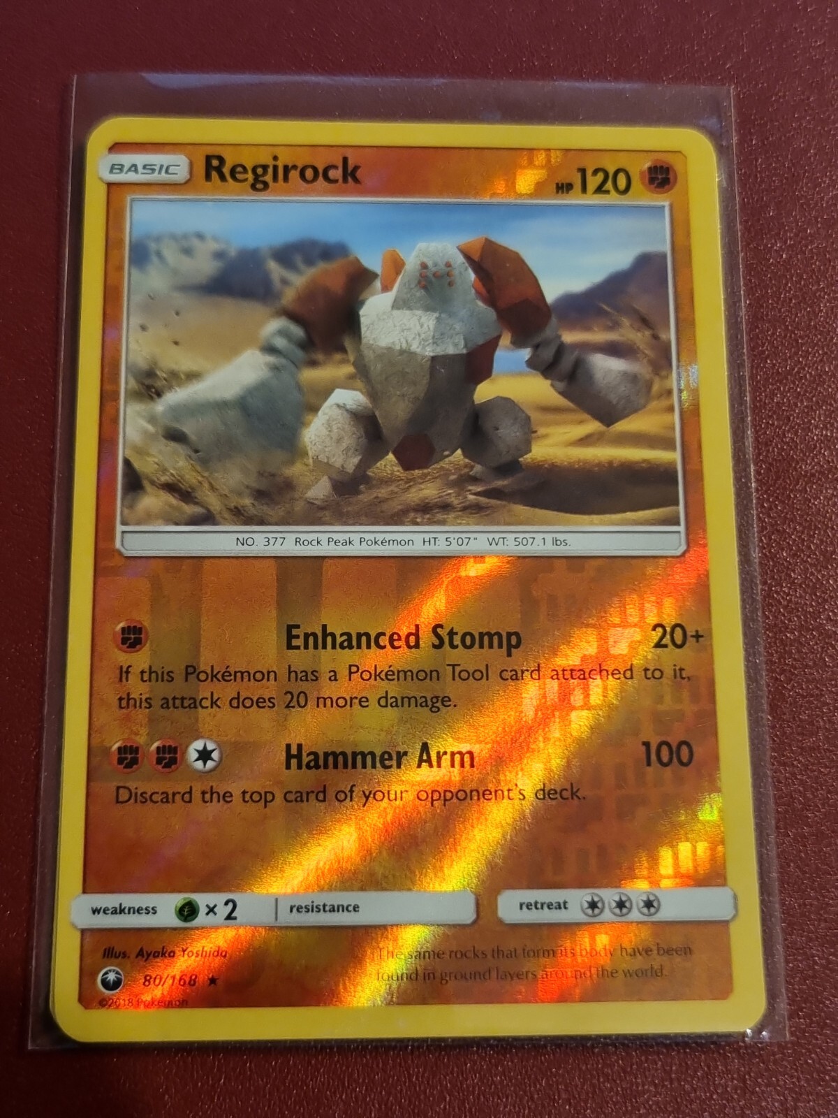 Pokemon Sun Moon Celestial Storm Regirock 80/168 Rare Reverse Holo TCG Card