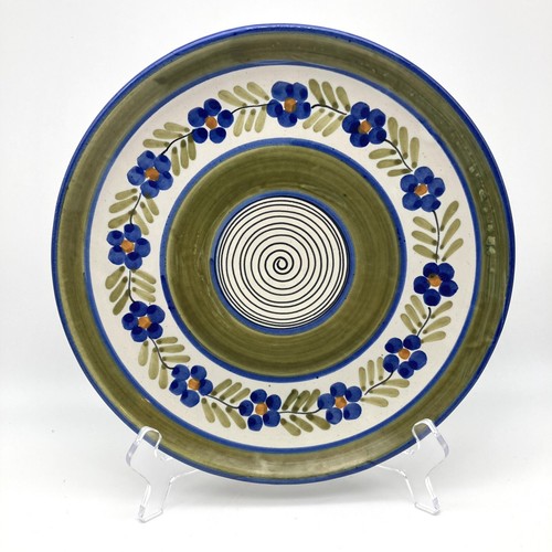 Vintage VIETRI ART Hand Painted Dinner Plate Ceramic Blue Green Floral Italy