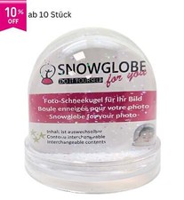 Foto-Schneekugel groß mit transparentem Sockel und pastellfarbener Glitzer