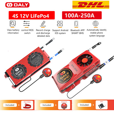 Daly 4S 12V 100A-250A LiFePo4 Akku Smart BMS with Balance +Bluetooth Module