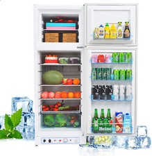 275L Blanc Réfrigérateur Camping avec Congélateur Frigo 220V/Gaz RV 2 Porte