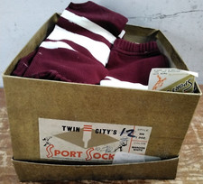 Lot of 10 Vintage NOS Twin City s Sport Socks Stirrups Maroon and White