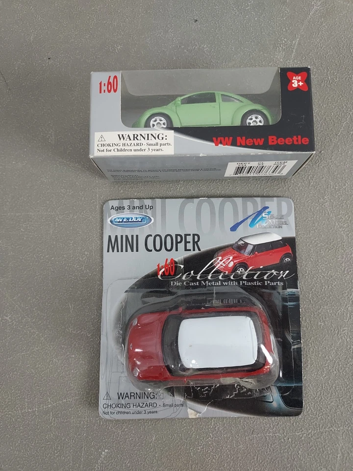 2 Welly VW Volkswagen New Beetle Mini Cooper Die Cast Metal Cars 1:60 Scale - Image 2 of 4