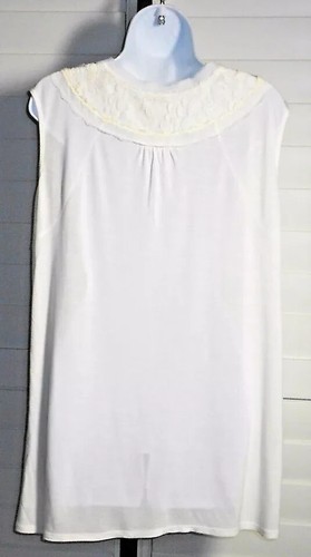 Lauren Conrad Ecru Lace Neck Casual Blouse Top Size M NWOT - Picture 2 of 2