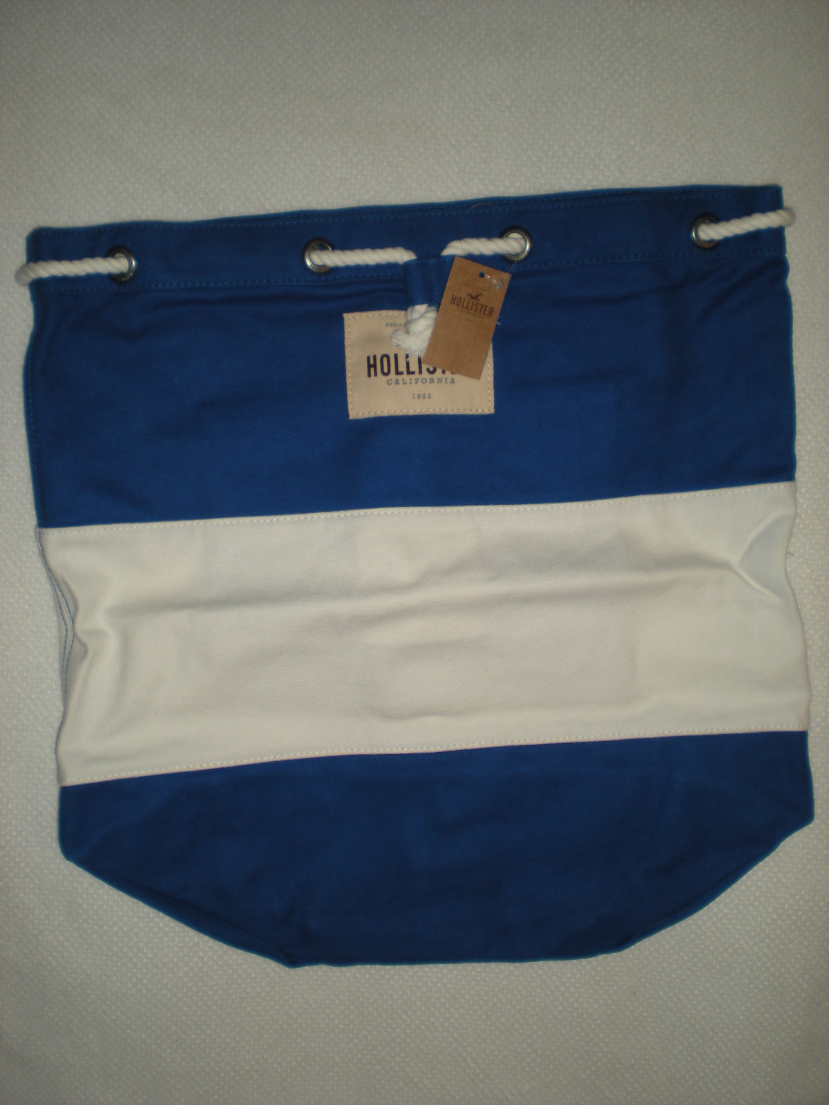 NWT HOLLISTER CLASSIC SO CAL BEACH TOTE BIG BAG INK BLUE AND WHITE