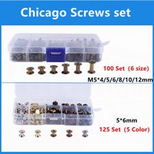 100/125 Sets Chicago Screws Leather Rivets Assorted Screw Rivets Chicago Binding