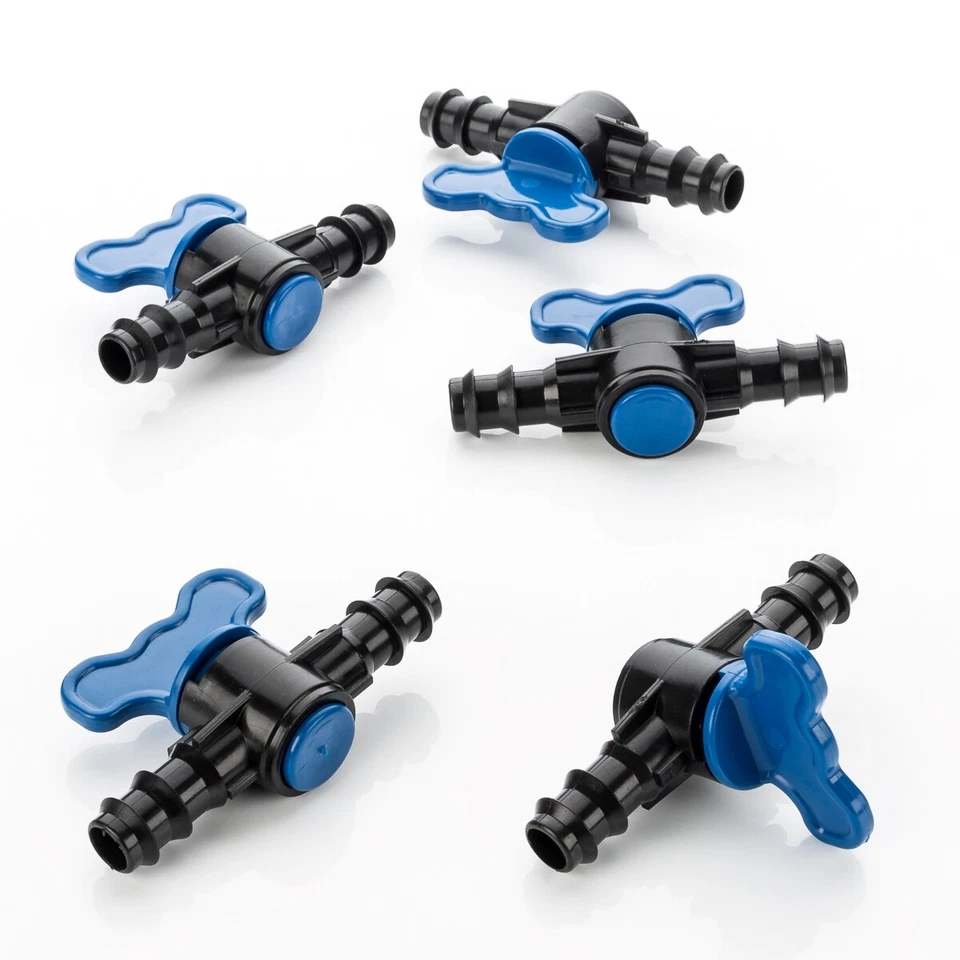 5x Absperrhahn Kugelhahn PE-Rohr Schlauch Tropfanlage Gartenbewässerung 16x16mm  - Bild 2 von 4