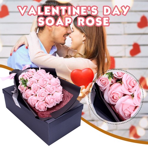 18 Pcs Eternal Baby Pink Rose Soap Flower Bouquet Valentine Girlfriend Wife Gift - Picture 2 of 11