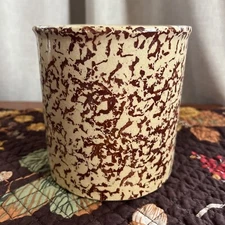 RRP Co Roseville Pottery Ohio Crock Rust- Brown Spongeware  5.5”  Made In USA