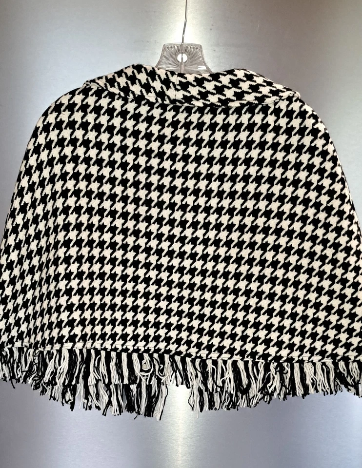 Ladies Arden B. HOUNDSTOOTH Shawl Poncho Cape Lined Elegant Wool Viscose LRG - Image 2 of 4