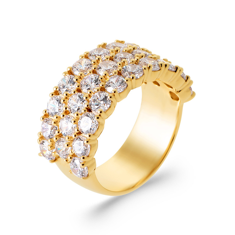 Bague femme plaqué or 18 carats anneau pavé zirconium ajustable de taille 54 56 60