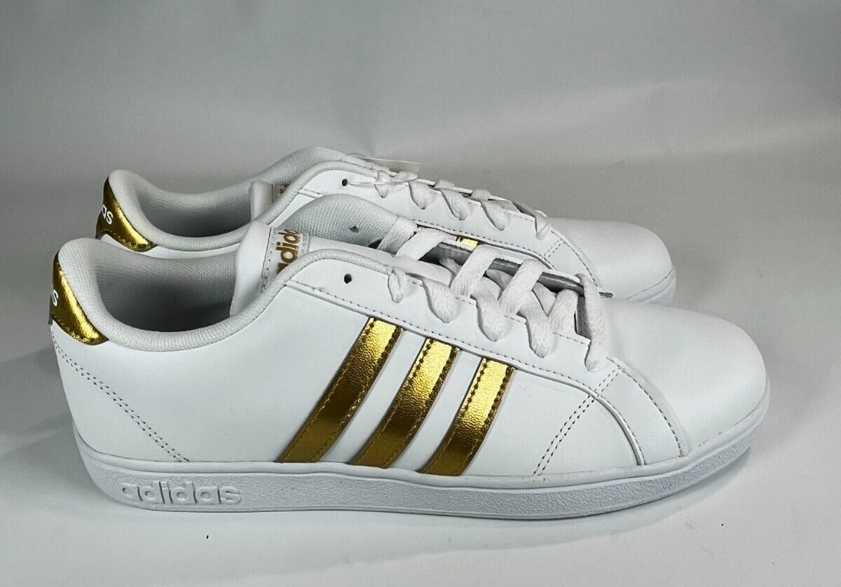 Adidas Youth Baseline-K Size Sneaker Shoes Gold White