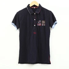 Napapijri Embroidered Patchwork Polo T-Shirt Blouse Top Collared Cotton L 256341