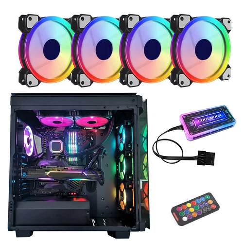 1-7x Gehäuse Lüfter+Controller Für COOLMOON 120mm RGB Case Fan Set LED