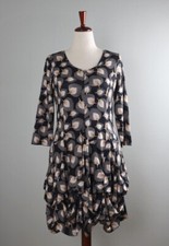 TANGO MANGO Smooth Stretch Fan Floral Pin Tuck Tie Casual Dress Size Medium