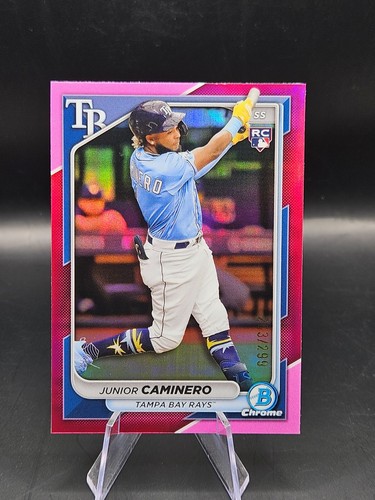 Junior Caminero 2024 Bowman Chrome Fuchsia Refractor 263/299 #56 Tampa Bay Rays!