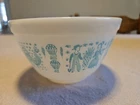Pyrex Butterprint Amish 401 Promotional White Turquoise Nesting Mixing Bowl