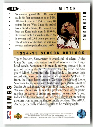 Mitch Richmond 6 Card Lot 1990 to '94 (Topps, UD, Fleer) -Warriors/Kings (NM) - Picture 5 of 14