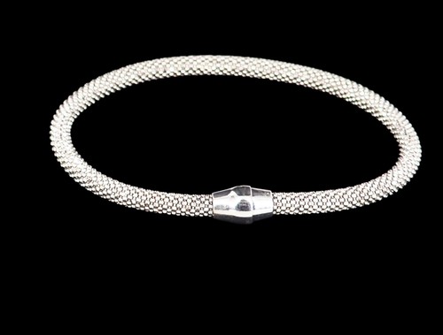 925 Sterling Silver Italian 5mm Round Mesh Bracelet - Rhodium Plated Made Italy - Picture 11 of 17